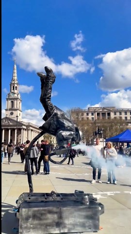 Levitating views with my Levitating Firefighter Statue. #livingstatue #levitating #floating #artist