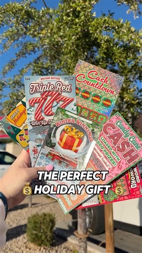 Hungry Hotline | Arizona Food & Experience Content Creator on Instagram: "If you’re still looking for the perfect gift to give someone who is hard to shop for, we’ve got you covered! Right now, you can find @azlottery Holiday Scratchers® at over 3,500 retailers statewide! We picked some up and covered a foam cone with them in order to make a super fun Christmas tree gift! Everybody loves a gift that could result in BIG wins! Plus the Candy Cane Cash is peppermint scented! Let us know if you pick
