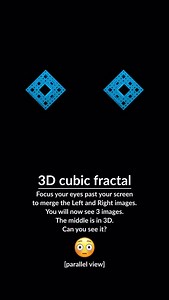 3D cubic fractal Focus your eyes past your screen to merge the Left and Right images. You will now see 3 images. The middle is in 3D. Can you see it? 😳 (parallel view) | Ben Greenberg