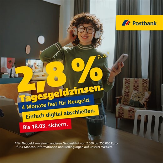 Attraktiver Aktionszinssatz - einfach digital | Postbank