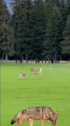 Coyote chasing deer