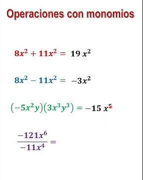 Operaciones básicas con monomios.