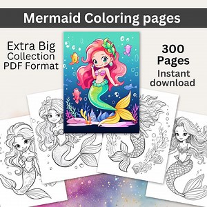 Mermaids Coloring Book: 300 Printable Pages (PDF Download) - Etsy Canada