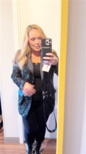 New Year’s Eve work fit check! Whole outfit ended up from @Express my nails are @Glamnetic and the boots are @Azalea Wang and they made my evening! Haha working @CBS Nashville Bash with @bertkreischer was a dream!! #newyearseve #newyearseveoutfit #ootd #makeupartist #celebritymakeupartist