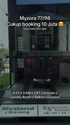 Myzora 77/98 Brassia Garden Metland Cikarang Cukup 10 Juta aja kamu udh bisa miliki hunian 4 Kamar Tidur || 3 Kamar Mandi || 2 ruang tamu || Dry Kitchen || Laundry Room || Balkon Exclusive Terhubung dengan stasiun Metland Telaga murni Dan berdekatan dengan stasiun cikarang dan terminal cikarang cuss booking sekarang Sheren 0858-1453-4900 #metlandcikarang #infocikarang #perumahancikarang #rumahcikarang #brassiagarden