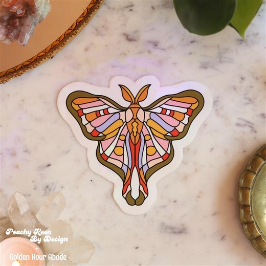 Rainbow Suncatcher Window Film- Moth | Prism Light Catcher • Rainbow Maker • Window Decor • Peachy X Golden Hour Collab 4.5" - Etsy