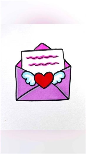 How to draw an envelope with a letter | easy drawing for kids #valentinesday #simple #artforkids diy