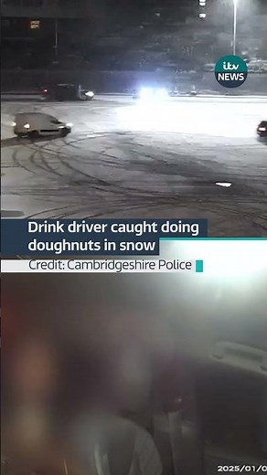 Drink driver caught doing doughnuts in snow #itvnews #peterborough #car