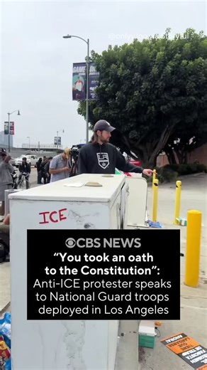An anti-ICE protester confronted National Guard troops outside the Metropolitan Detention Center in downtown Los Angeles on June 8, telling them to “think about your place in history.” “Ask yourself the future you want for your children. Is it this?” he said to the troops. "…You’re tough behind your masks and your fatigues and with your weapons, but how do you feel on the inside?” Protests in the city have been ongoing since Friday amid ICE raids. Tensions at demonstrations in parts of the city 