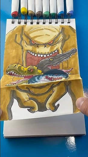 How to Draw Jurassic World: Rebirth surprise fold!! #artlandhowtodraw #art #shorts