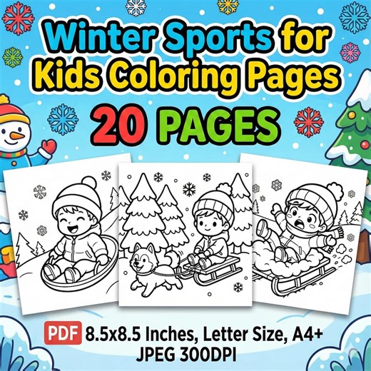 Winter Sports Coloring Pages for Kids – Fun Printable Activities for Snow Days - Etsy Australia