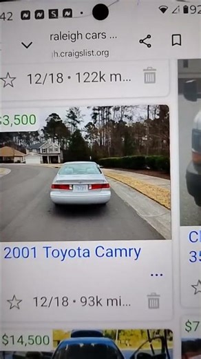 2001 Toyota Camry 93k 3,500 nice car low miles