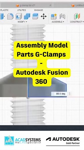 Assembly Model Parts G-Clamps in Autodesk Fusion 360 Watch the full video of Assembly Model Parts G-Clamp in Autodesk Fusion 360 on YouTube. Get 3 Autodesk Fusion 360 for the price of 2. Head over to https://acadsystems.com/fusion-360-cloud/ for the best deal. Limited time offer. #acadsystems #autodesk #fusion360 #fusion360community #tiktokmalaysia #autodesktutorial #fusiontutorial #tutorials #techtok #engineering #3ddesign #teknik #teknikmesin #premiumtraining #AutoCADSpecializedToolset #autode
