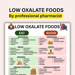 Low Oxalate Food List & Meal Planner: Kidney Stone Diet (printable PDF) - Etsy