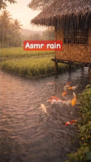 ASMR rain on the edge of a beautiful rice field in the afternoon #ai #asmr #asmrsounds #aiart