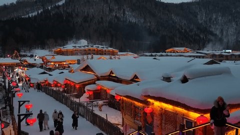 clip-3970537433-night-view-snow-town-harbin-china-stunning