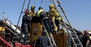 Multiple agencies respond to incident involving worker stuck in machine