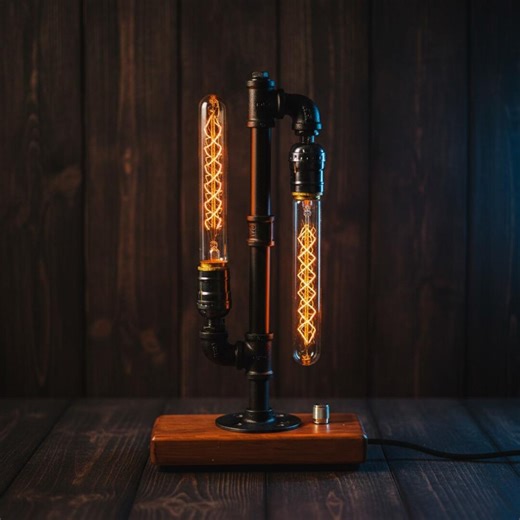 Steampunk Lamp, Steampunk Desk Lamp, Retro Desk Lamp, Pipe Desk Lamp, Steampunk Pipe Lamp, Industrial Pipe Lamp, Steampunk Light,Edison Lamp