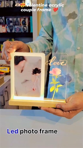 Ambika Gift Article on Instagram: "Valentine special 💕 Acrylic led frame 😍🫶🏻🫶🏻❤️#couplevideos #valentines #virul #photoframe #customdesign"