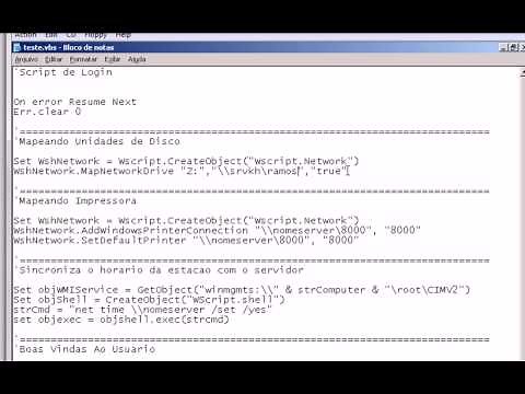 Windows 2003 Server Script de Logon VBS - Mapear Impressora e Pastas www.professorramos.com