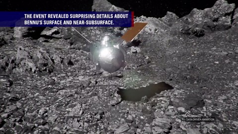 How deep did OSIRIS-REx spacecraft's arm plunge into asteroid Bennu?