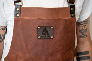 Father's Day Personalized Leather Apron With Leather Straps for BBQ, Kitchen, Cafe, Logo - Etsy