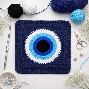 Evil Eye Granny Square Crochet Pattern | Digital PDF | Nazar Amulet Crochet Motif for Blankets, Pillows & Home Decor - Etsy