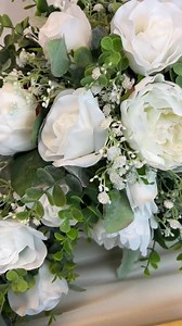 White Silk Cascading Bridal Bouquet: Roses, Peonies, Eucalyptus - Etsy