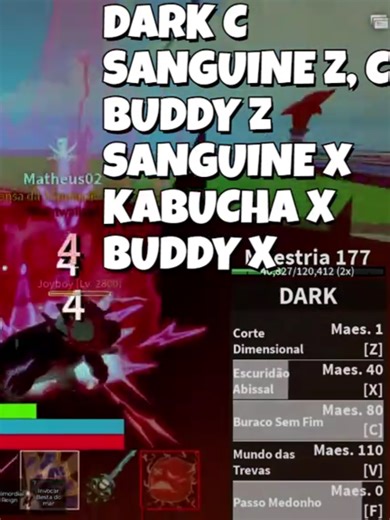 COMBO INSANO > BUDDY SWORD DARK SANGUINE KABUCHA 🥶🥶🥶🥶🥶💀💀💀💀 #bloxfruits #roblox #combo #op #dark #trident #sanguine #bountyhunter #facil #dough #rumble #lightning #ice #kitsune #spider #script #meta #shadow #gravity #kabucha #buddysword