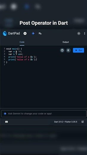 Post Increment Operator in Dart #shorts #flutter #dart #programmingprep #programming