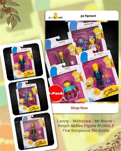 Lenny - Milhouse - Mr Burns - Ralph Action Figure BUNDLE The Simpsons 5in Scale