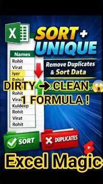 Sort+unique function in Excel 🤯 #excel #shortsfeed #shorts