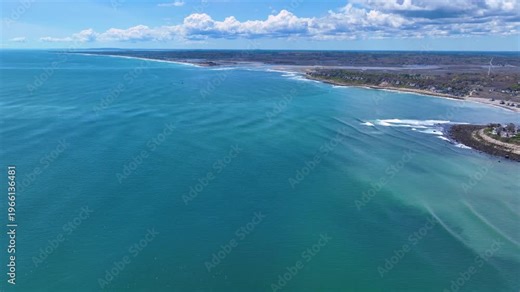 Scituate Harbor aerial view including First Cliff village and Cedar Point in town of Scituate, Massachusetts MA, USA.