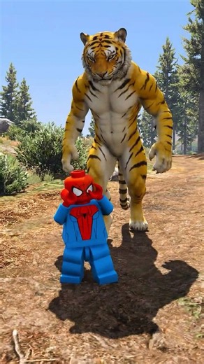 🐯Tiger vs Little Spider Man#gta #funny #tiger