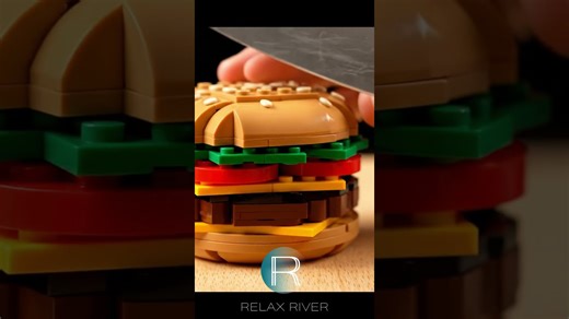 Slicing LEGO food 🍏🍔🍝 — Bricks fall out! | ASMR short