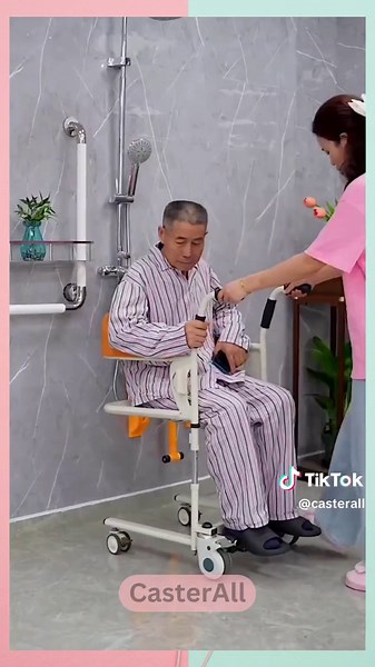 Portable Patient Transport Wheelchair with 180° Split Seat