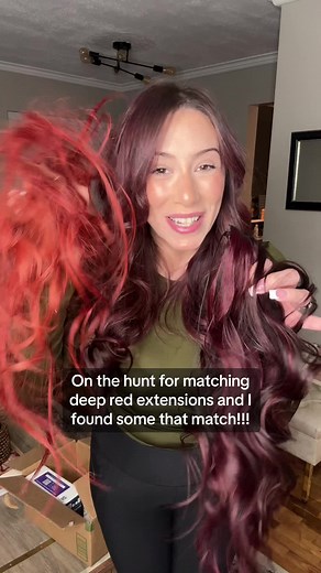 I found the perfect deep red extensions on Tik Tok Shop that match my hair perfectly!!! #hairextensions #redhair #burgundyhair #darkredhair #redhairextensions #viralhairextensions #tiktokshophairextensions