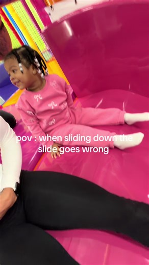 we both were shocked 😭 safe to say she won’t be sliding down that slide again #kidsoftiktok #scared #indoorplayground