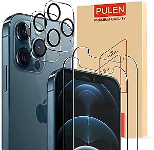 [3-Pack] PULEN for iPhone 6.7 2020 Screen Protector,HD Clear Scratch Resistant Bubble Free Anti-Fingerprints 9H Hardness Tempered Glass with Easy Instalaltion Tray