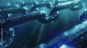 A series of data blocks forming a chain demonstrating the speed and efficiency of blockchain networks in processing and storing data. Stock Video