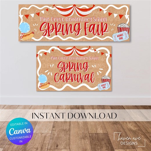 Spring Carnival Banner Template Editable | School Fair Banner | Carnival Sign Canva Template | PTA Event Banner | Community Festival Decor - Etsy
