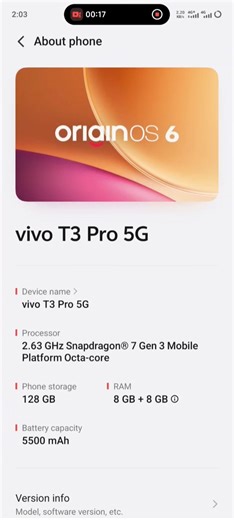 Vivo t3 Pro oriainos6 update android 16 aa chuka hai 10 march #vivo #funtouchos #vivovseries