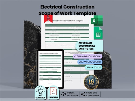 Electrical Scope of Work Template | Excel Contractor Form