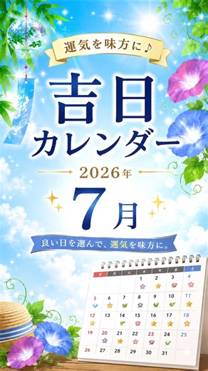 2026年7月吉日カレンダー#開運日 #吉日カレンダー