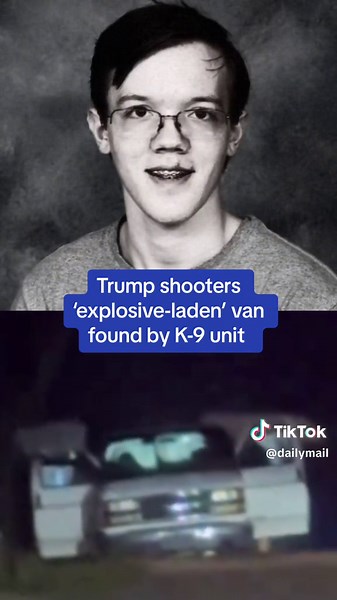 A police K9 unit led cops to Thomas Crooks's explosive-laden van which he had abandoned on a side road. The footage shows officers searching the van where they found and removed explosives and according to one resident who said ‘We could hear the dogs barking across the fields. They picked up his scent apparently and that’s what led them to the van.’ #trump #trump2024 #biden #biden2024 #politics #trumprally #joebiden #republican #democrat #republicans #police #thomascrooks #cops #usa