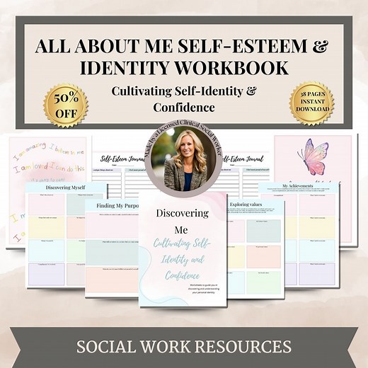 Self Esteem Worksheets, Self Esteem and Confidence and Self Identity Worksheets,therapy Resources,therapy Office Decor,teen and Kids Therapy - Etsy
