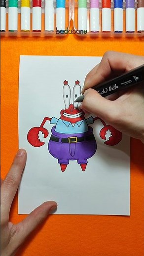 How to draw Mr. Krabs from SpongeBob SquarePants 🦀 #drawing #tutorial #funny #cartoon #spongebob