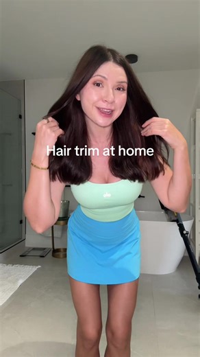 Hair trim face framing layers at home #haircutathome #hairtrim