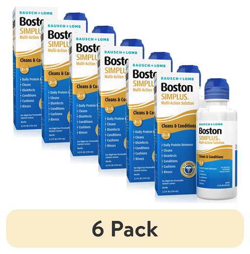 (6 pack) Boston SIMPLUS Multi-Action Contact Lens Saline Solution and Cleaner for Rigid Gas Permeable Lenses, 3.5 fl oz
