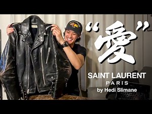 Video of Hedi Slimane talking about love while polishing a Saint Laurent leather jacket